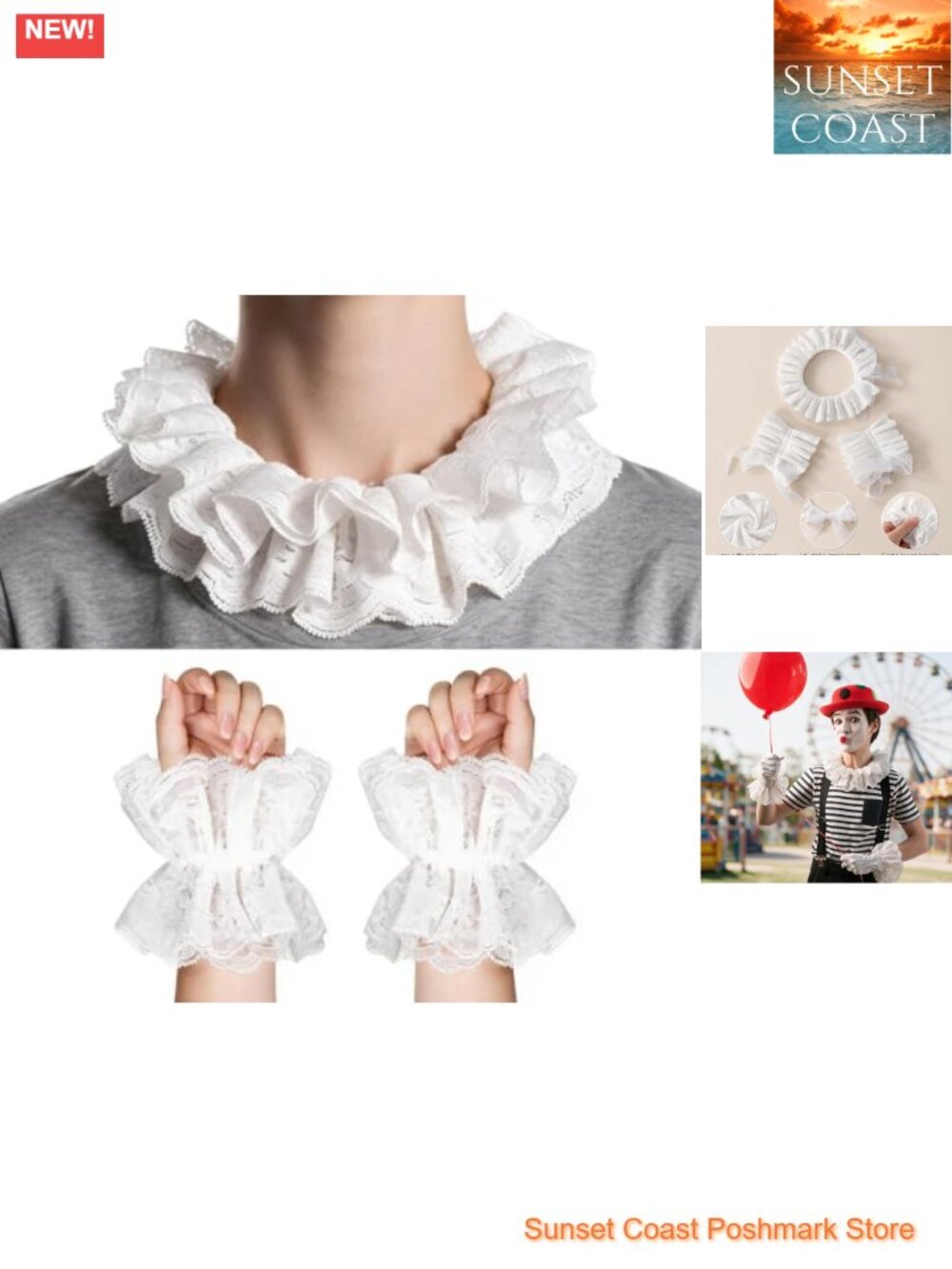 Lace Ruffle Collar and Cuffs Set Detachable Cosplay Costume Accessories